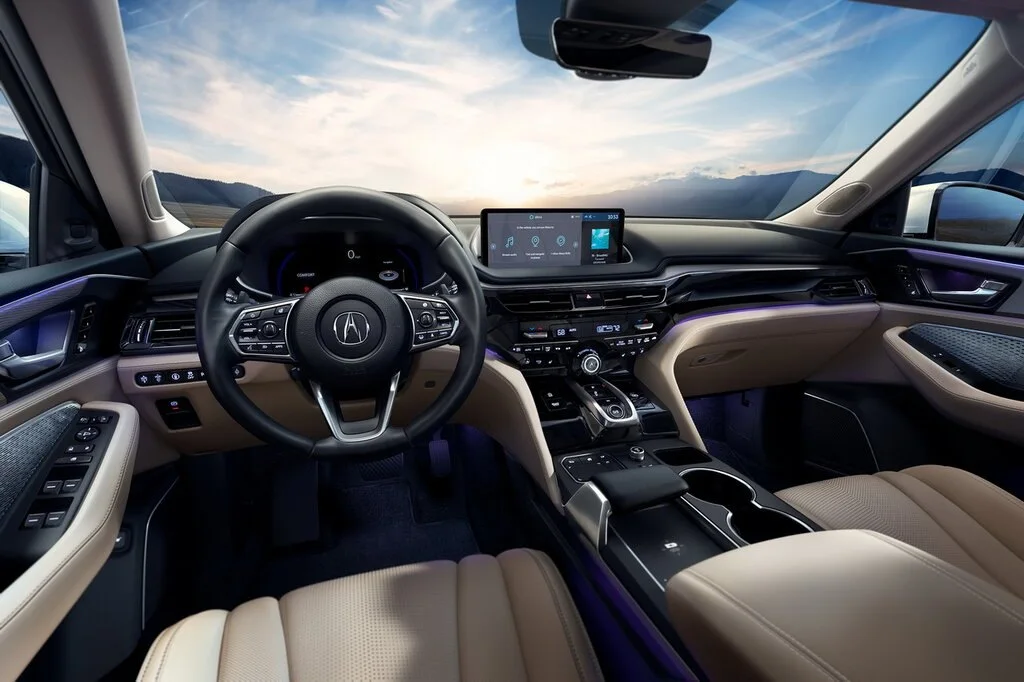 Фото Acura MDX (2024) — интерьер, фото 5. Салон целиком: как расставлены кресла и что под рукой у водителя Acura MDX (2024) — интерьер, фото 5