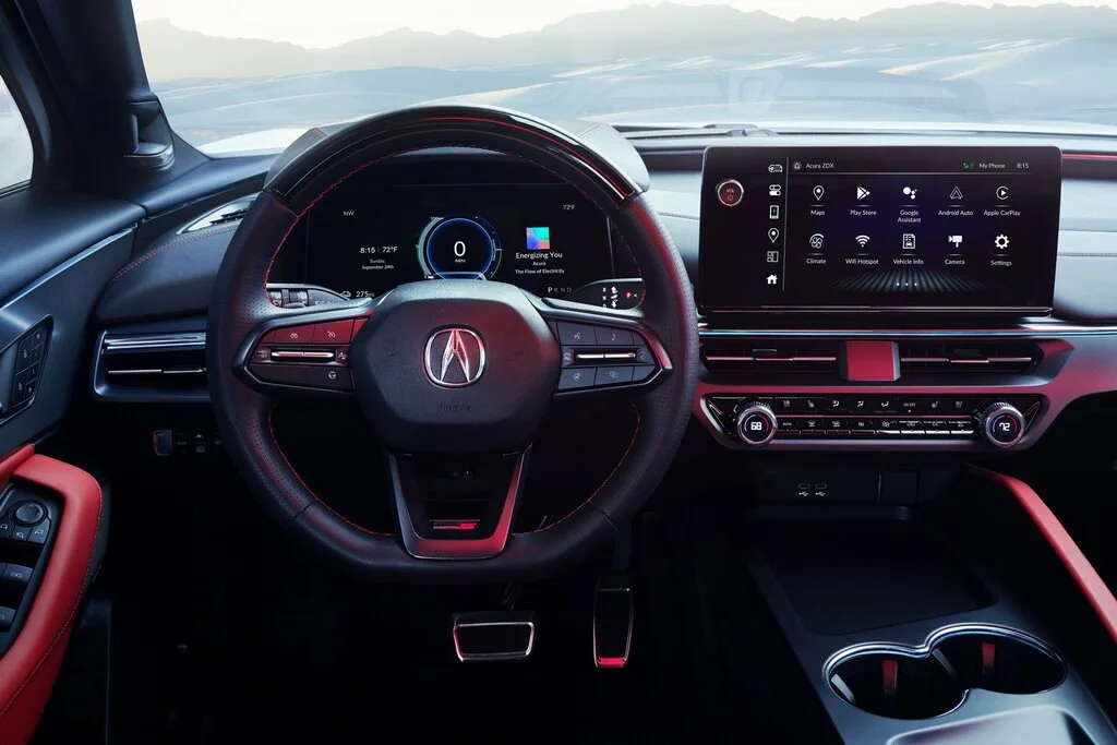 Фото Acura ZDX (2024) — интерьер, фото 3. Обзор салона: отделка, стыки панелей и рабочее место водителя Acura ZDX (2024) — интерьер, фото 3