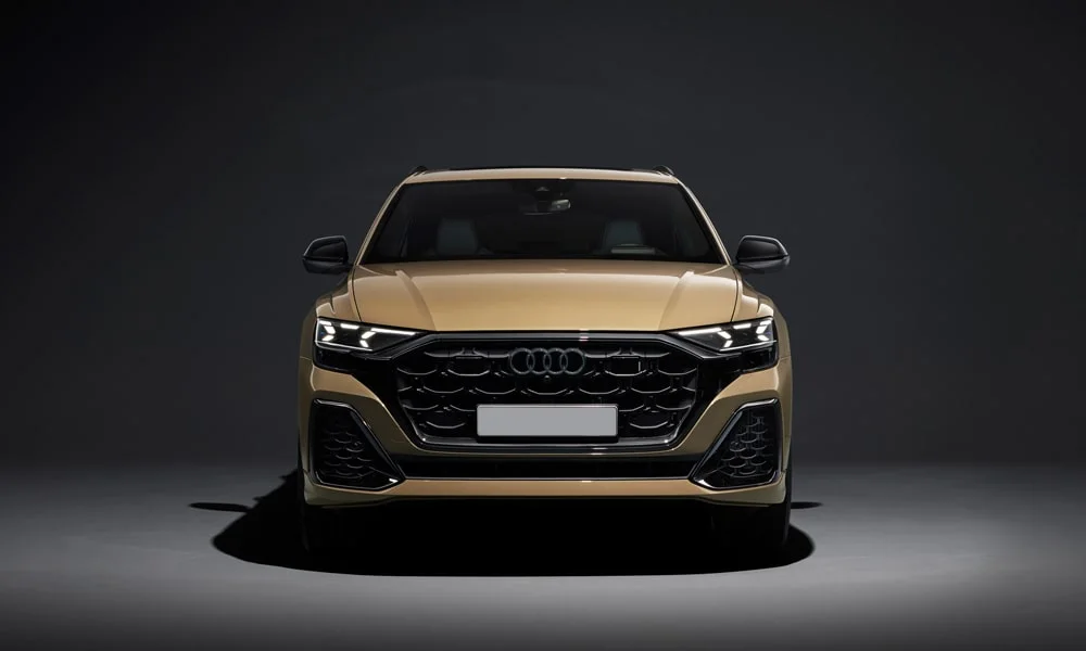 Фото Audi Q8 (2024) — вид спереди, фото 5. Оптика, решётка и бампер — первое впечатление о модели Audi Q8 (2024) — вид спереди, фото 5