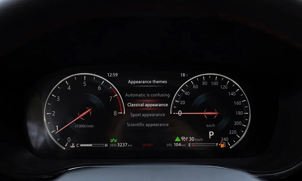 Фото Changan CS85 Coupe (2023) — приборная панель. Экран приборов за рулём — вся ходовая информация перед глазами Changan CS85 Coupe (2023) — приборная панель