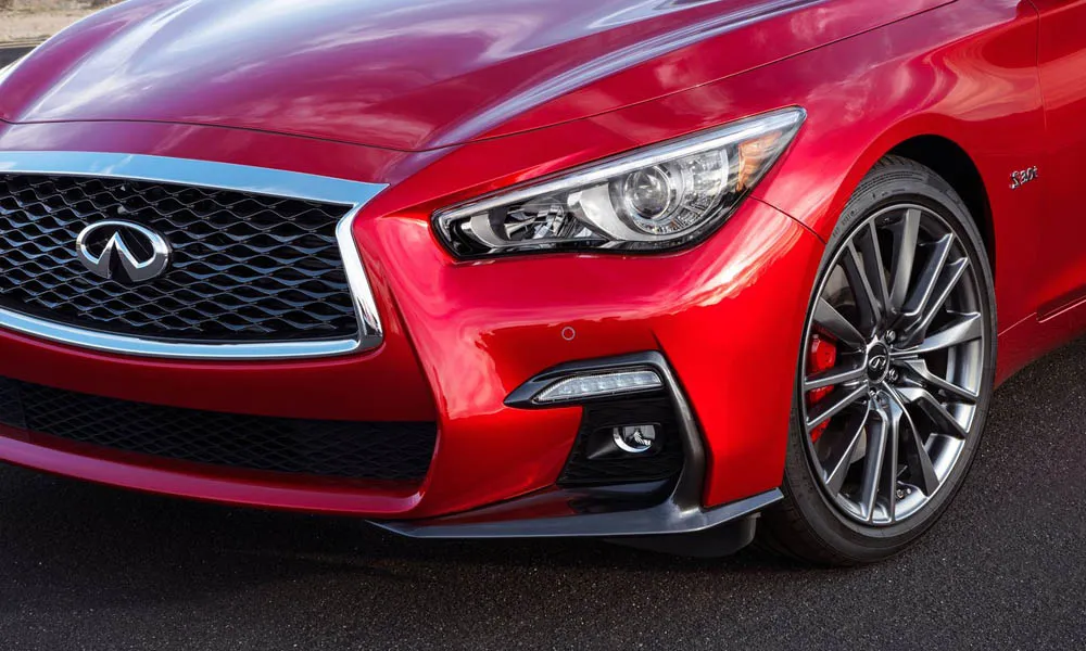 Фото Infiniti Q50 — вид спереди, фото 6. Оптика, решётка и бампер — первое впечатление о модели Infiniti Q50 — вид спереди, фото 6