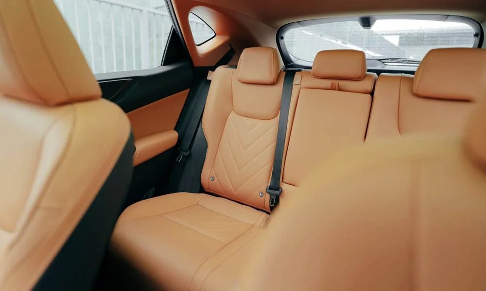 Фото Lexus NX 250 — задние сиденья. Посадка второго ряда: подголовники и подлокотник Lexus NX 250 — задние сиденья