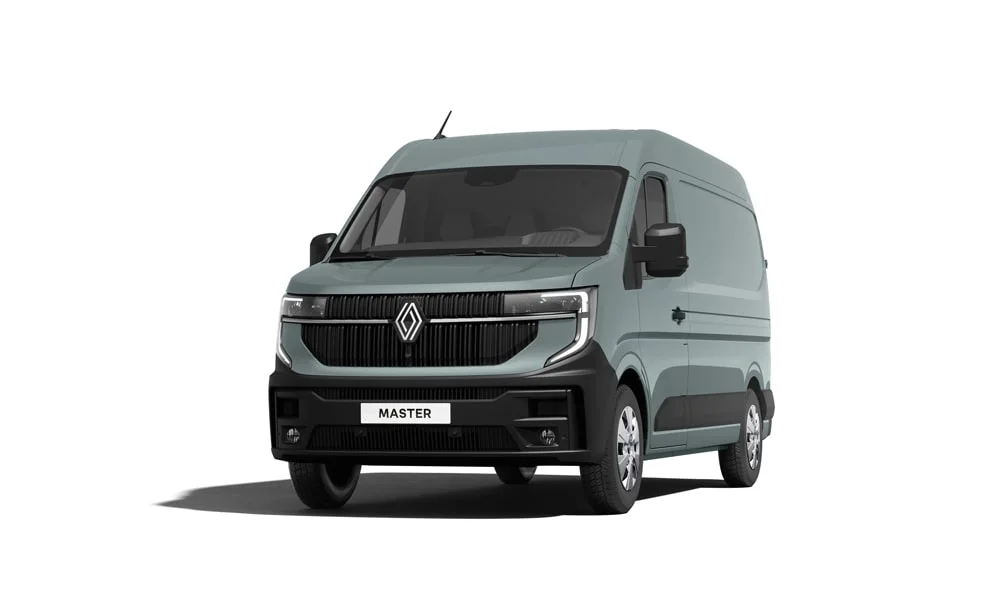 Фото Renault Master (2024) — вид спереди, фото 4. Анфас: пропорции капота, посадка кузова и графика ходовых огней. Рисунок ходовых огней — подпись модели, по нему её узнают в потоке Renault Master (2024) — вид спереди, фото 4