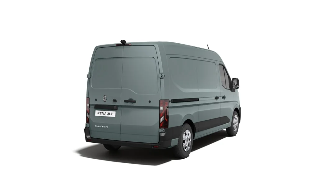 Фото Renault Master (2024) — вид сзади, фото 8. Графика фонарей, бампер и оформление пятой двери. Светодиодная полоса или раздельные секции — задняя оптика стала главным украшением кормы Renault Master (2024) — вид сзади, фото 8