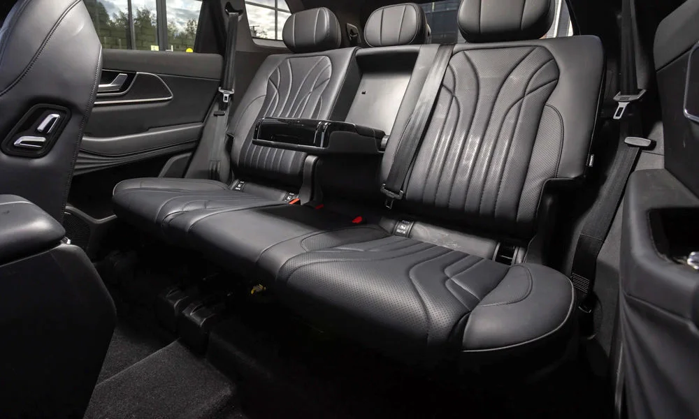 Фото Tenet T9 — задние сиденья. Посадка второго ряда: подголовники и подлокотник Tenet T9 — задние сиденья
